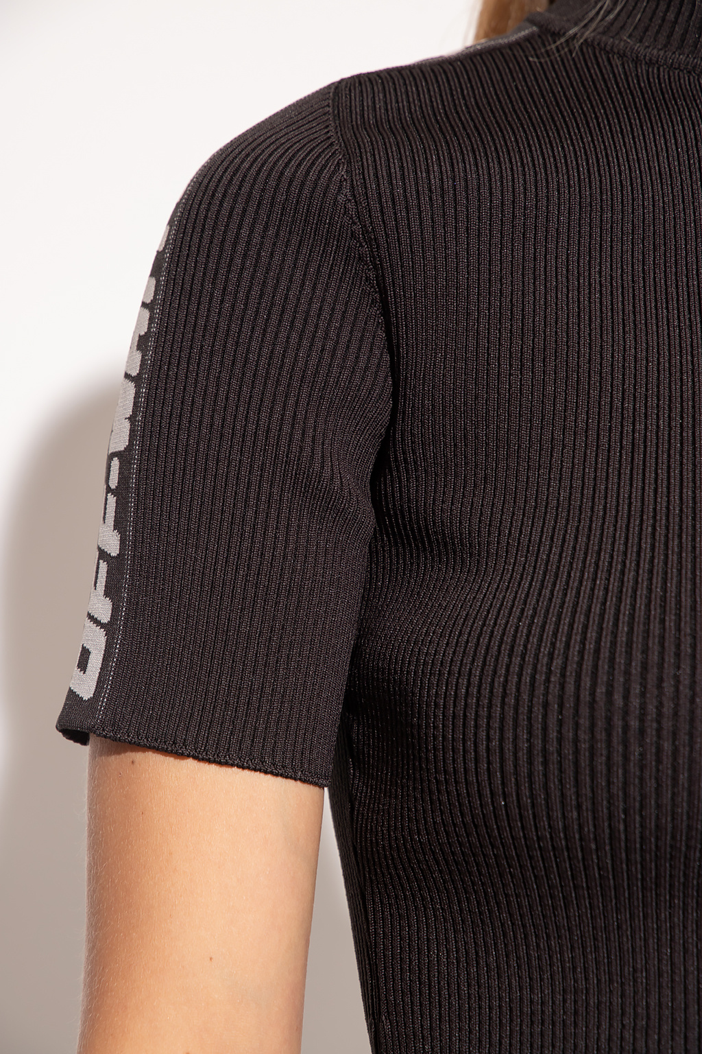 Off-White Ribbed turtleneck top with logo