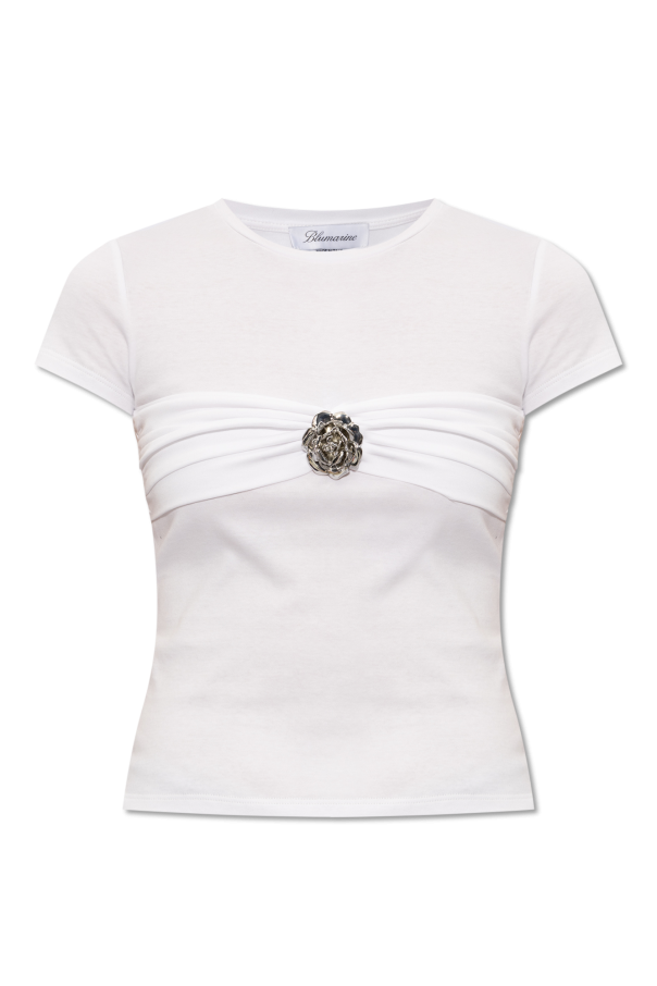T-shirt with rose brooch od Blumarine