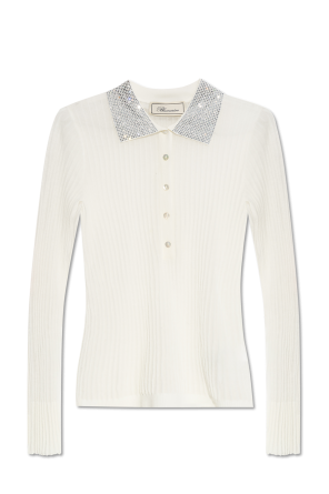 Ribbed polo shirt with shimmering sequins