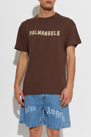 Palm Angels Men's Designer Logo T-shirt by Palm Angels, Brown