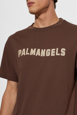 Palm Angels Men's Designer Logo T-shirt by Palm Angels, Brown