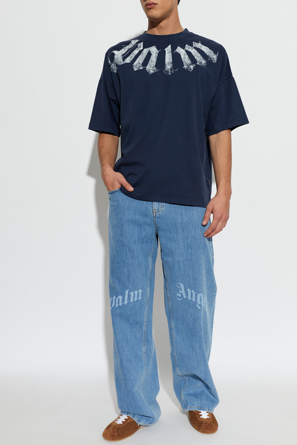 Palm Angels Palm Angels Navy Blue Logo T-shirt