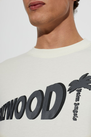 Palm Angels Cream Printed T-shirt by Palm Angels