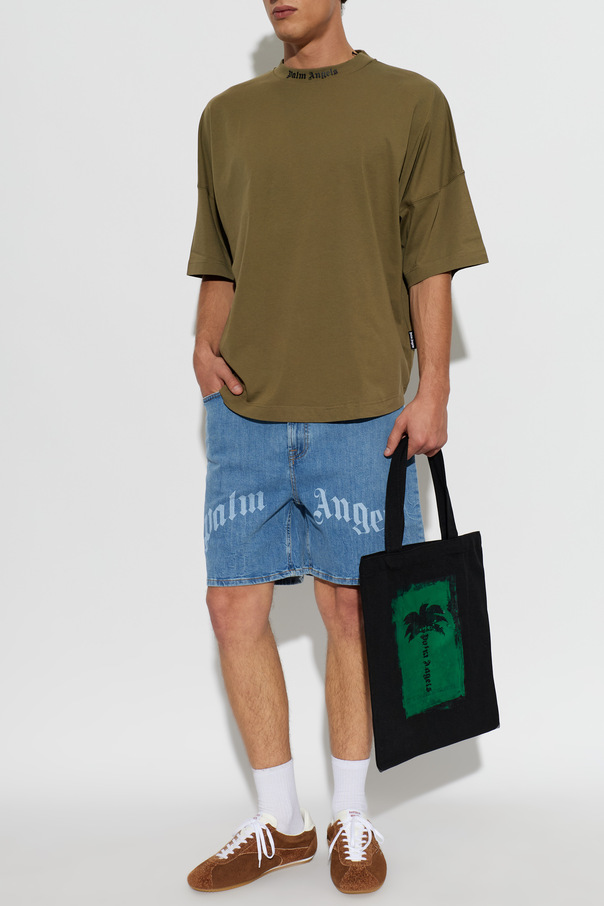 Palm Angels Palm Angels Khaki Green Logo T-shirt