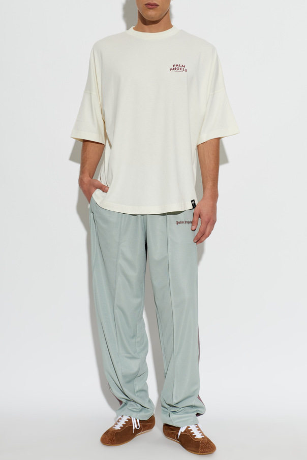 Palm Angels Cream Oversized Logo T-shirt by Palm Angels