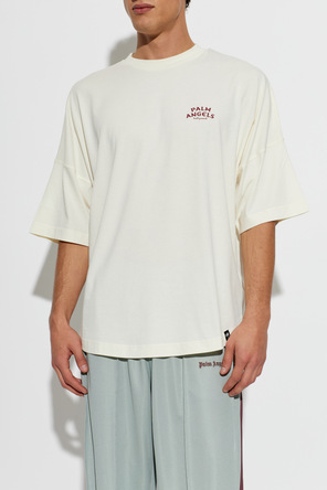 Palm Angels Cream Oversized Logo T-shirt by Palm Angels