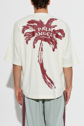Palm Angels Cream Oversized Logo T-shirt by Palm Angels
