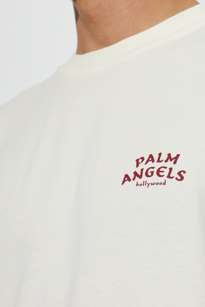 Palm Angels Cream Oversized Logo T-shirt by Palm Angels