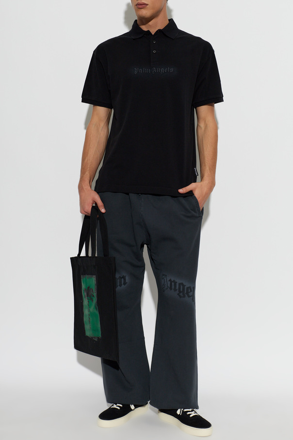 Palm Angels Black Logo Polo Shirt by Palm Angels
