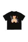 Palm Angels Kids BLACK T-shirt with colorful print