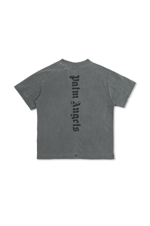 Ringspun T-shirt met lange mouwen met bies od Palm Angels Kids