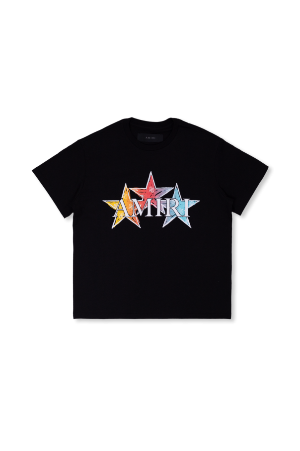 Amiri Kids Jasnoszary T-shirt z dekoltem w kształcie litery V