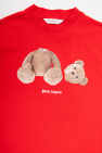 Pure Linen stipe shirt Kids teddy bear-print short-sleeved T-shirt Blue