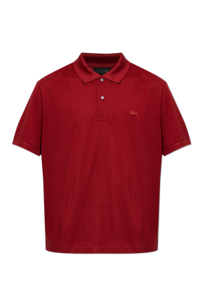 Silk polo shirt with logo patch