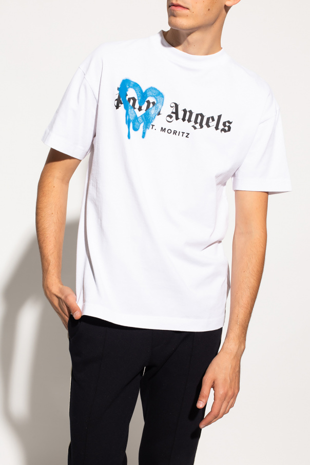 White T-shirt with logo Palm Angels - Vitkac HK