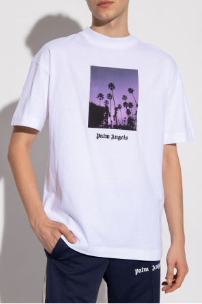 Palm Angels Garment Dye Box Logo T-Shirt Purple/White