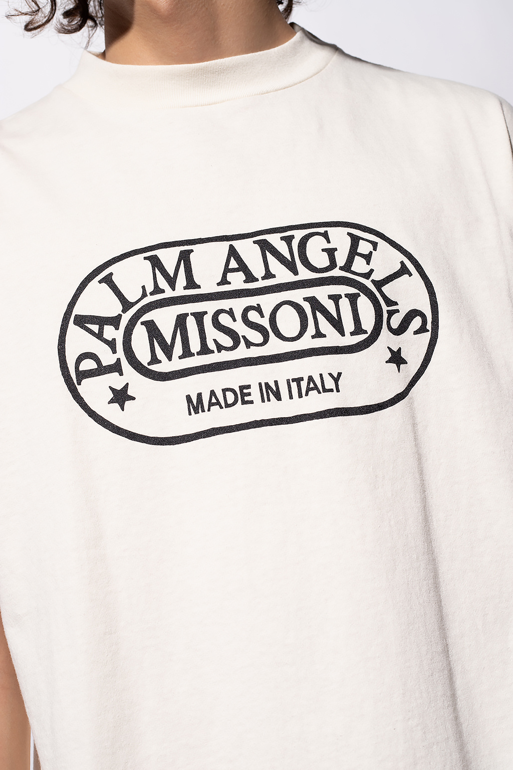 Luxury T-Shirt for men - White T-Shirt Palm Angels x Missoni with tasks