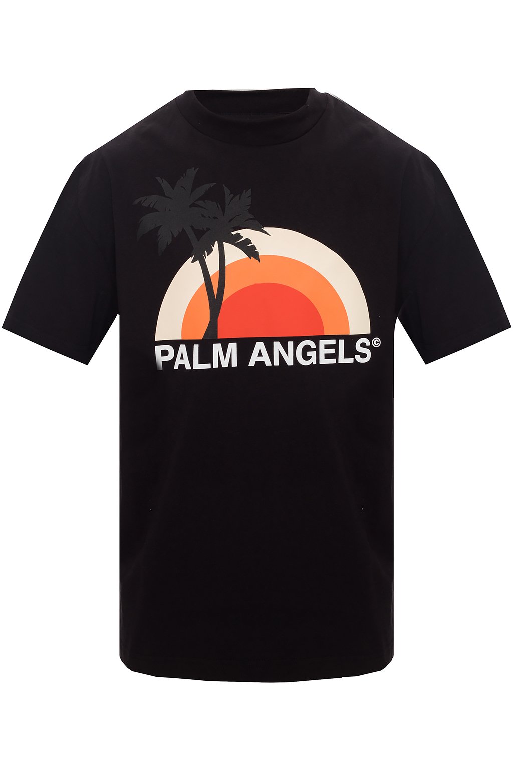 black and orange palm angels shirt