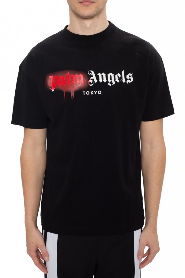 Logo Cotton T Shirt in Red - Palm Angels Kids