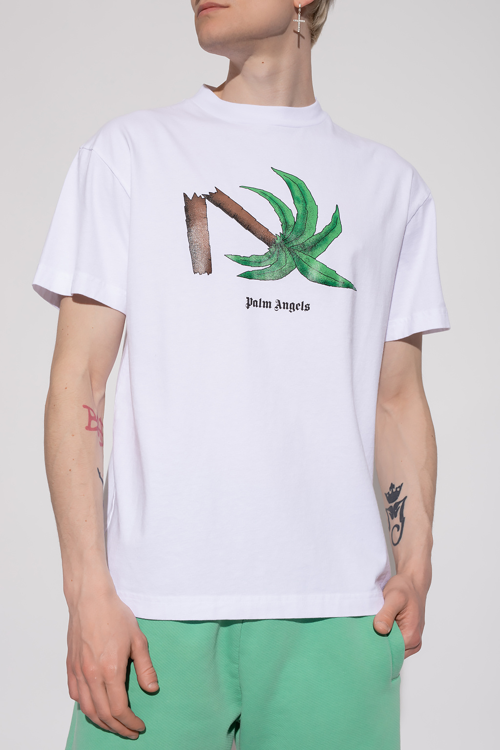 shirt Palm Angels - White Logo T - raf simons x fred perry logo long sleeve  sweatshirt item - IetpShops HK