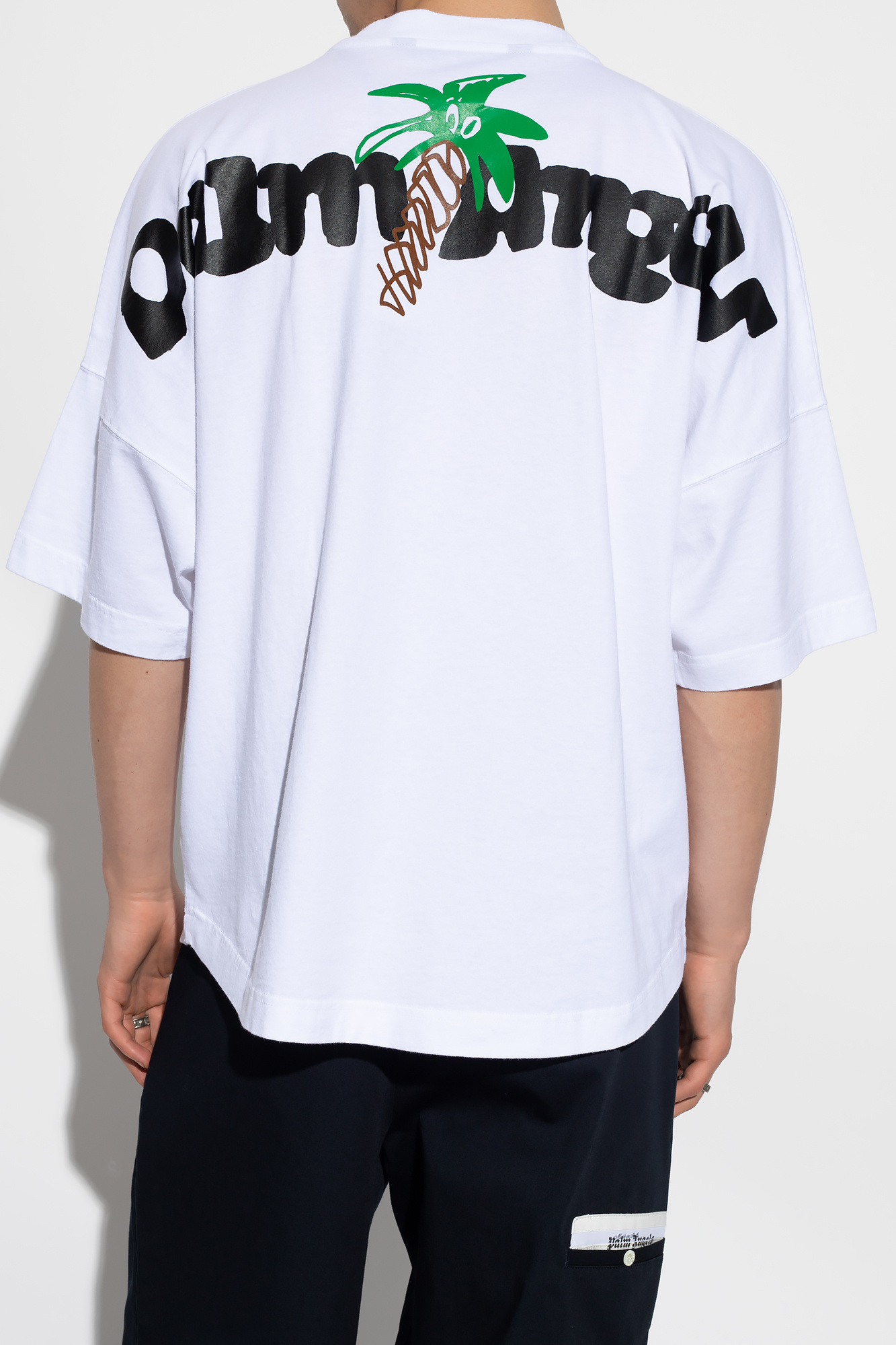 shirt Palm Angels - Donkergrijs shirt van de Primark met ronde hals en  korte mouwen - White Printed T - IetpShops Lebanon