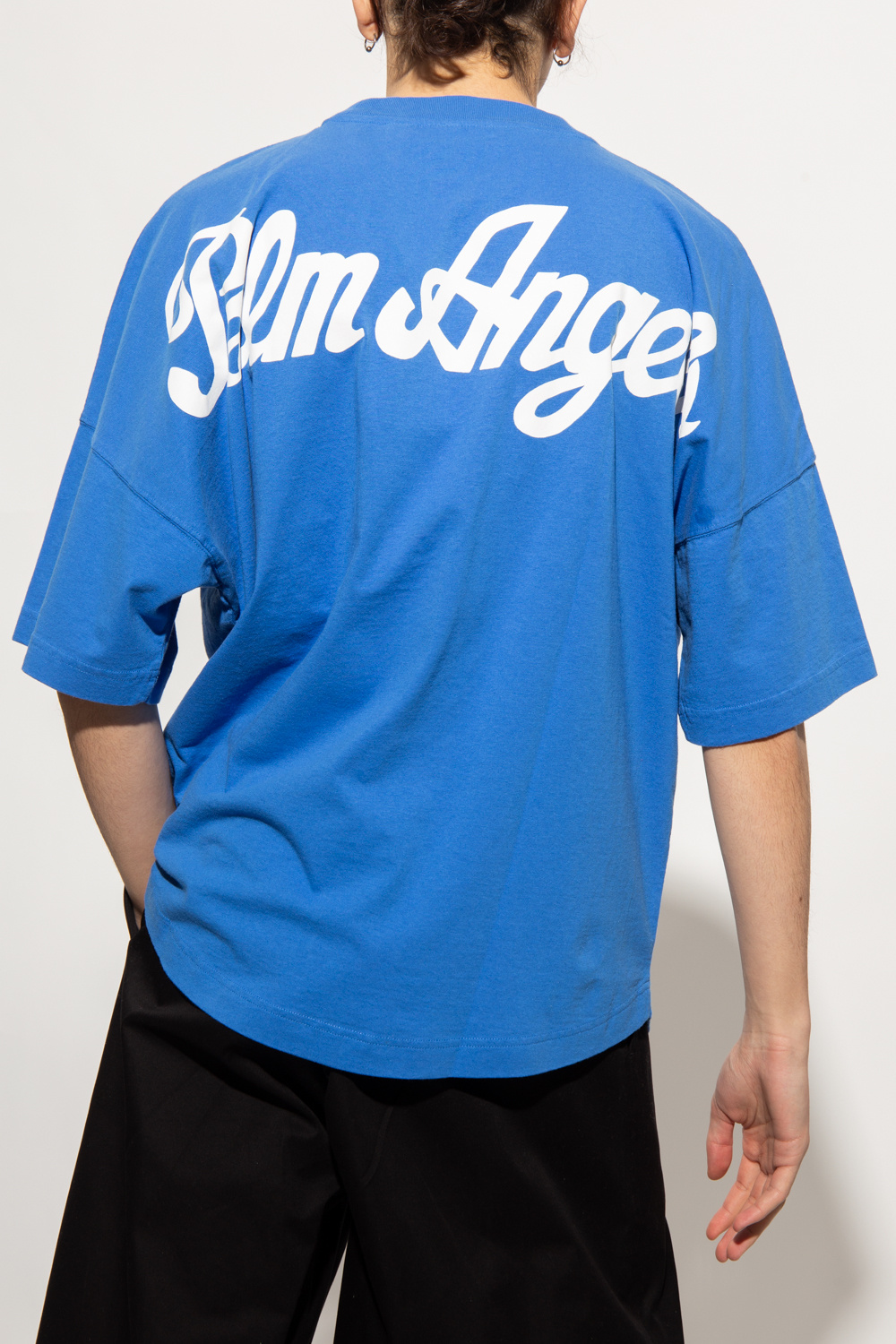 Blue T-shirt with logo Palm Angels - Vitkac TW