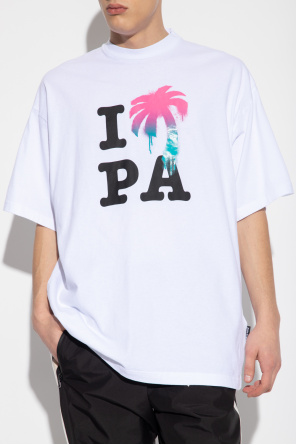 Palm Angels half-zip logo patch hoodie