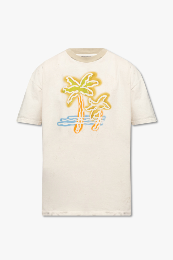 Palm Angels Lacoste Cropped-T-Shirt mit Logo-Print Gelb