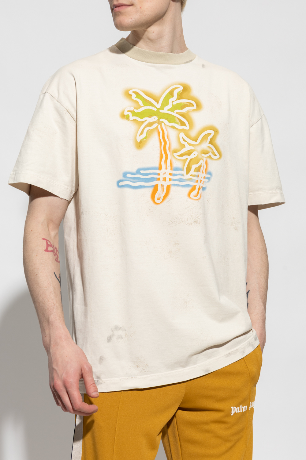 White T-shirt with logo Palm Angels - Vitkac TW