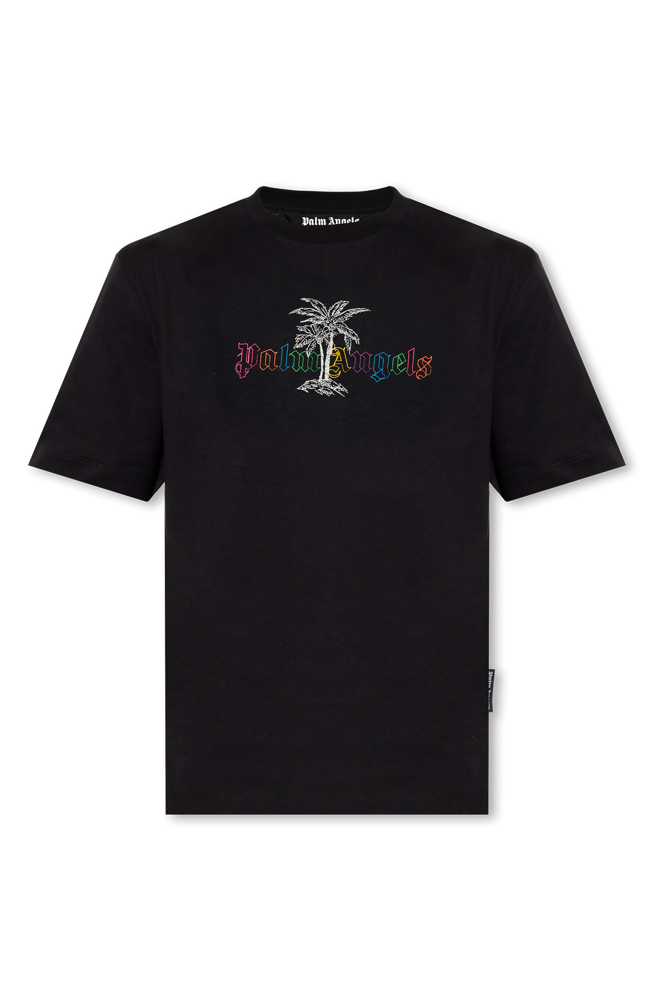 Black Logo-embroidered T-shirt Palm Angels - Vitkac GB