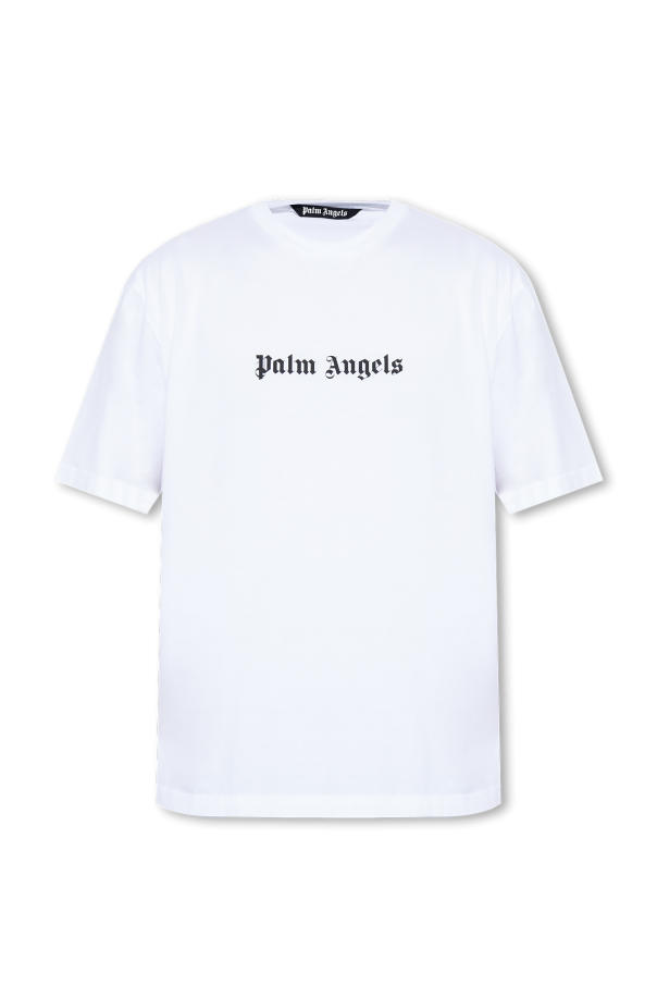 Biały T-shirt z logo Palm Angels - Vitkac Polska