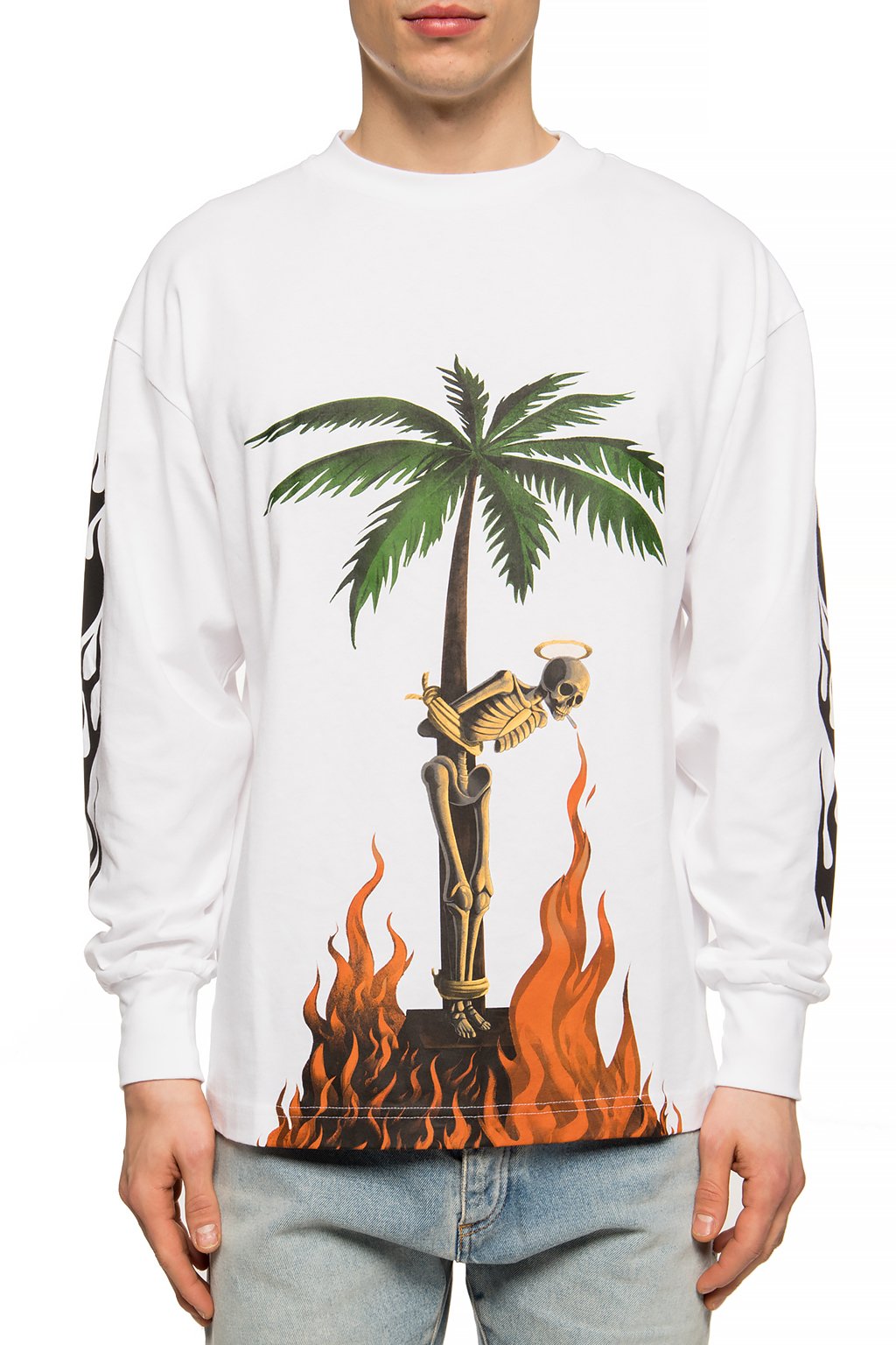 palm angels burning skeleton tee