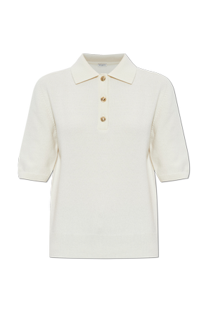 Wool polo shirt with short sleeves