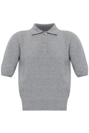 Wool polo shirt with short sleeves