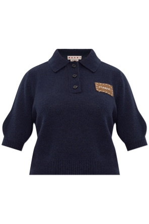 Kaszmirowe polo z naszywką z logo