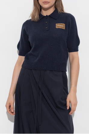 Marni Cashmere polo shirt with logo patch