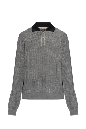 Wool Long-Sleeve Polo Shirt