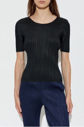 Pleats Please Issey Miyake Plisowany top z krótkimi rękawami