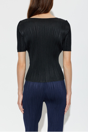 Pleats Please Issey Miyake Plisowany top z krótkimi rękawami