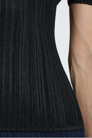 Pleats Please Issey Miyake Plisowany top z krótkimi rękawami