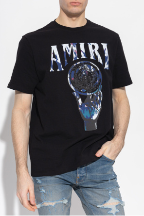 Amiri T-shirt Black Diamond Stacked Logo branco preto