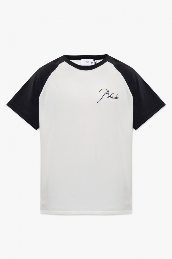 Rhude TEEN metallic-logo T-shirt Neutrals