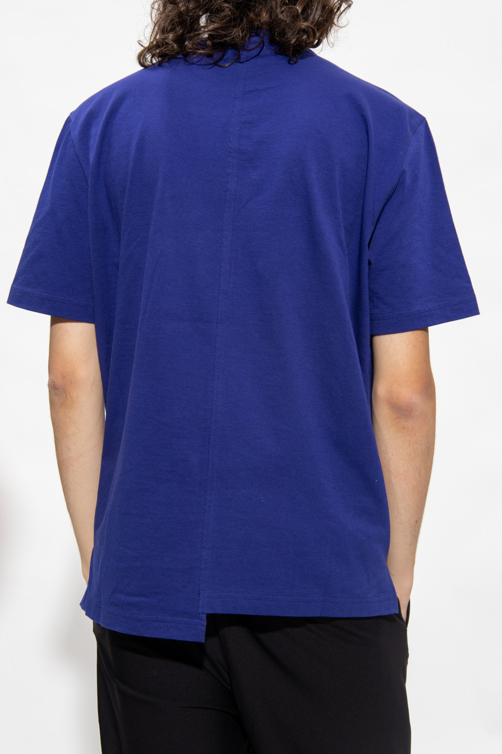 Lanvin open-neck linen polo shirt Blu