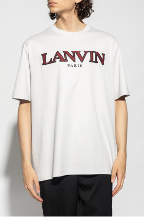 Lanvin T-shirt in cotone organico nera a coste con bordo ondulato