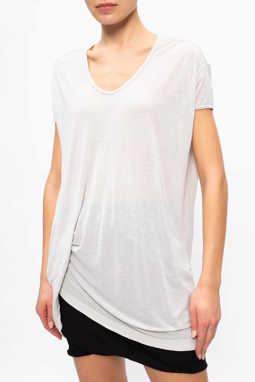 Rick Owens cut-out panelled metallic shirt