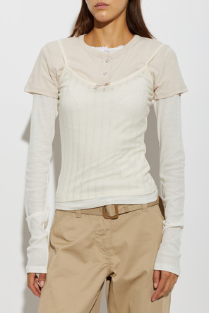 Acne Studios Top din bumbac cu mâneci lungi