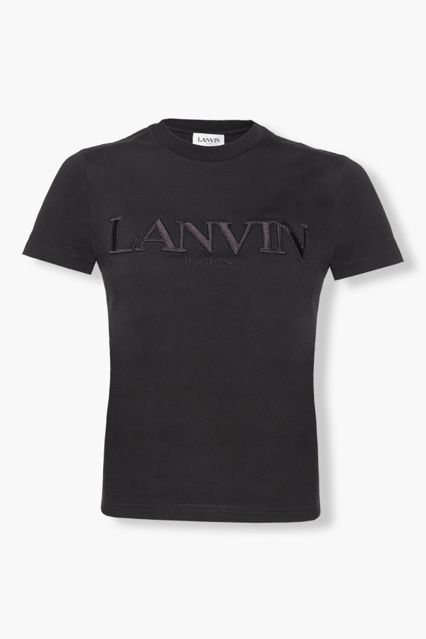 Lanvin logo-patch floral-print T-shirt Weiß