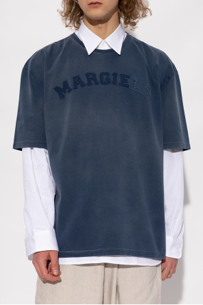 Maison Margiela logo-print suede jacket