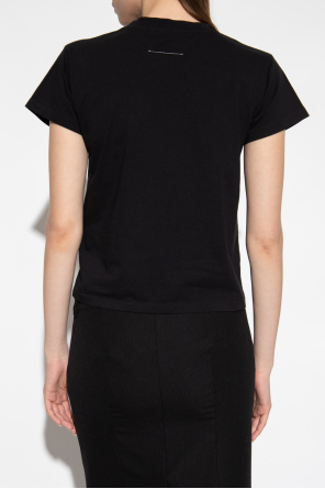 Merino wool crew-neck pullover T-shirt with patch