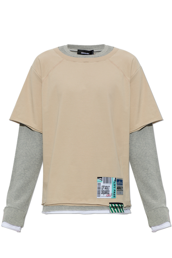 Dsquared2 T-shirt de algodão com mangas compridas